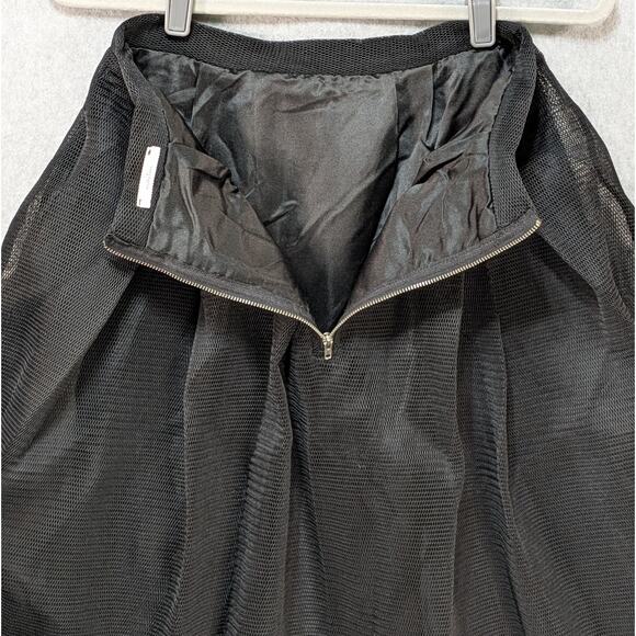 Maitai Black Pleated Midi Skirt Women’s Size M Mesh Overlay A-Line Whimsigoth - Picture 7 of 14